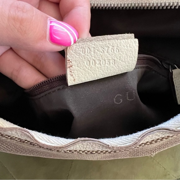 Gucci Canvas Leather Trim Handbag Shoulder Bag Beige White - Picture 11 of 11